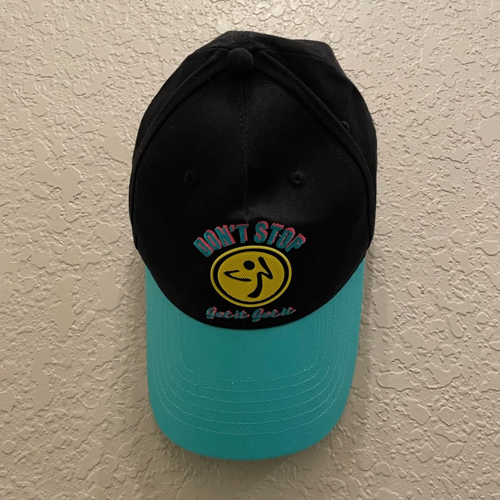 Zumba Wear “Don't Stop Get It Get It”Black and Teal Cruise 2019 Curved Brim Hat